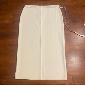 Zara Cream Midi Pencil Skirt with Slit